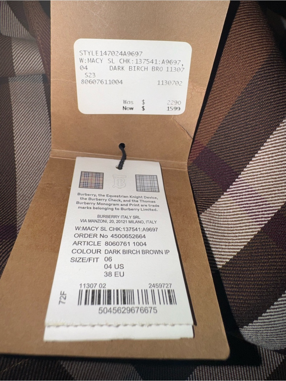 Burberry Dark Birch Brown Check Sleeveless Sheath Dress - Picture 8 of 8